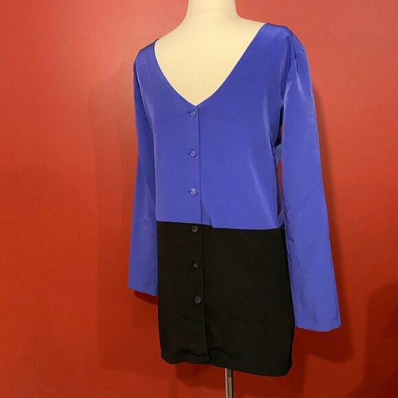 BCBGeneration Women's Two Tone Cobalt / Black Button Back Mini Dress - Size 2 - Picture 3 of 4